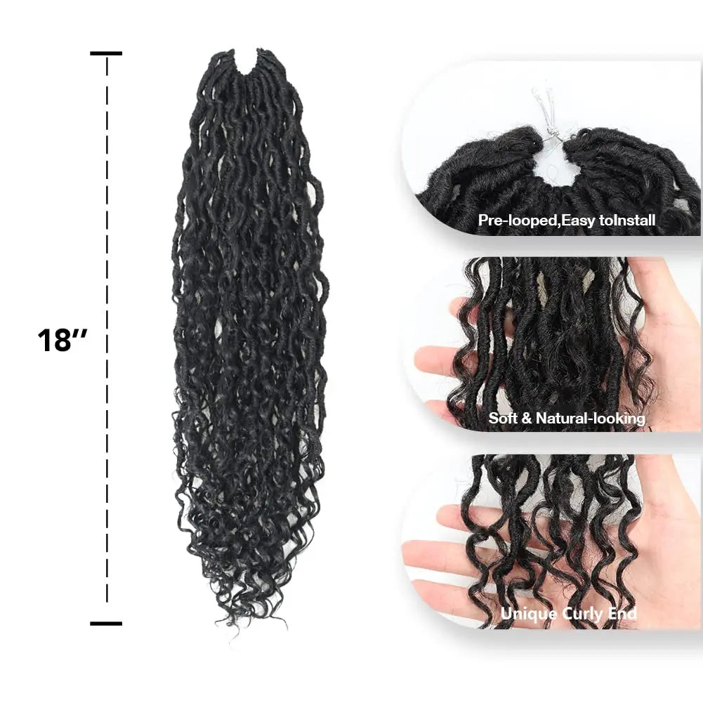 ( US ONLY) FAST SHIPPING GL | Toyotress® Curly Locs Crochet Hair - Natural Black Pre-twisted Faux Locs Crochet Braids, Short Pre-looped Synthetic Braiding Hair Extensions Toyotress